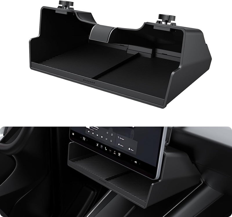 Basenor 2026 Tesla Model Y Model 3 Under Screen Storage Box [100% Secure] Center Console Organizer Tray for Model Y Juniper 2025 2026 Model 3 Highland 2024 2025 2026 (Standard, Premium & Performance) - Image 1